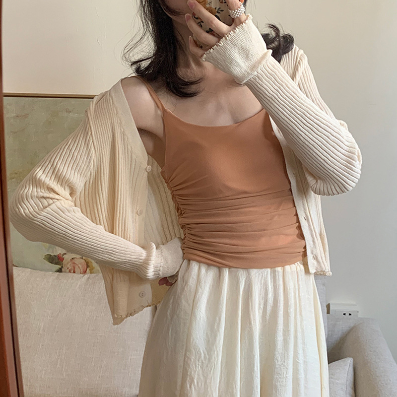 Topa Rabbit Cardigan tricotat, croială lejeră, lungime scurtă, UPF50+ Protecție solară, Amestec viscoză-nylon, Țesătură Ice Silk