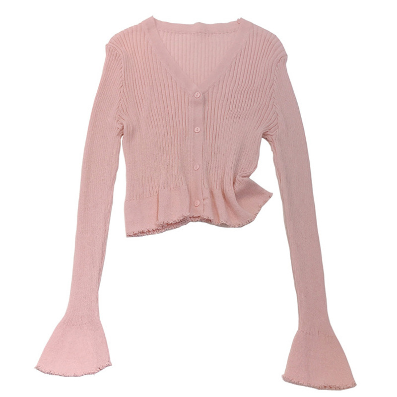 Topa Rabbit Cardigan tricotat, croială lejeră, lungime scurtă, UPF50+ Protecție solară, Amestec viscoză-nylon, Țesătură Ice Silk