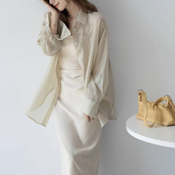 Памучна риза, свободен модел, дълъг ръкав, UPF30+ защита от слънцето, едноредово закопчаване