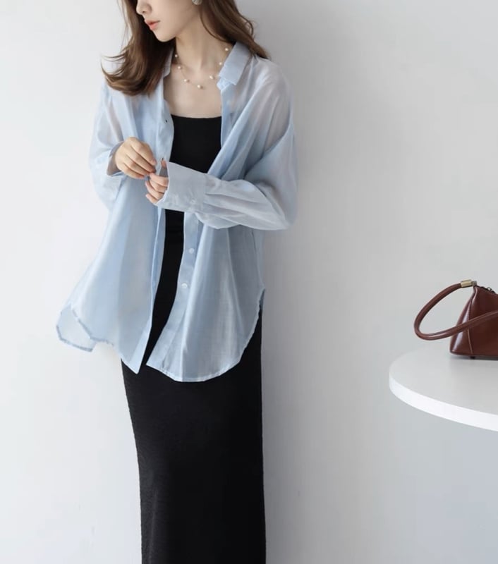 Памучна риза, свободен модел, дълъг ръкав, UPF30+ защита от слънцето, едноредово закопчаване