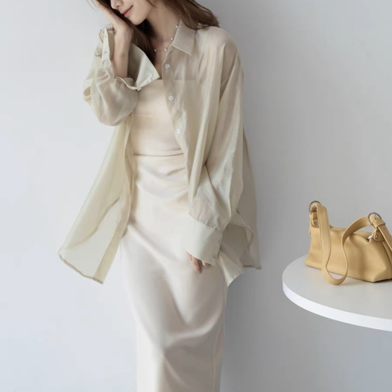 Памучна риза, свободен модел, дълъг ръкав, UPF30+ защита от слънцето, едноредово закопчаване