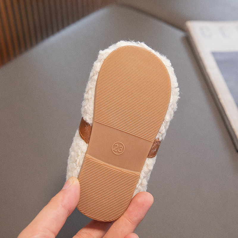 Pantofi casual pentru fetițe din velur, căptușiți cu fleece, talpă din cauciuc, groși, culoare solidă, pentru vârstele 1–3, 4–6 și 7–12 ani, toamna 2025