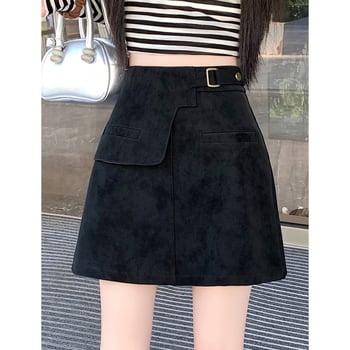 Fustă din nubuk pentru femei Xmhp - Confecționare Complexă, Toamnă 2025, Stil Royal Sister