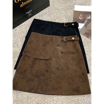 Fustă din nubuk pentru femei Xmhp - Confecționare Complexă, Toamnă 2025, Stil Royal Sister