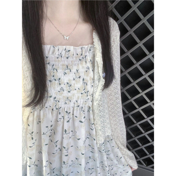 Слънцезащитно късо кардиган с геометричен принт, Slim fit, UPF40+, ръкав 3/4, полиестер