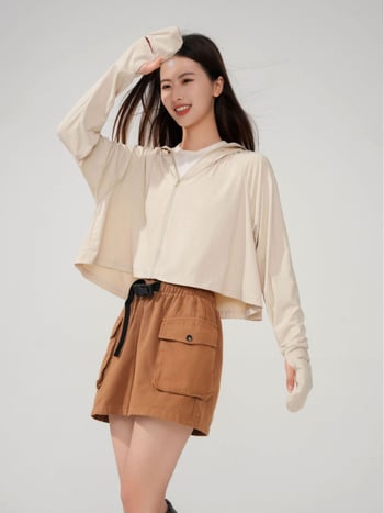 Εξωτερικό μπουφάν UV προστασίας UPF50+ (ταχύ-στεγνώσιμο, διαπνέον ύφασμα, κουκούλα, μείγμα συνθετικών ινών)