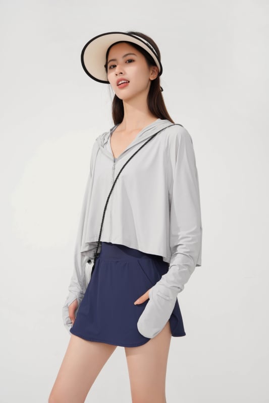 Εξωτερικό μπουφάν UV προστασίας UPF50+ (ταχύ-στεγνώσιμο, διαπνέον ύφασμα, κουκούλα, μείγμα συνθετικών ινών)