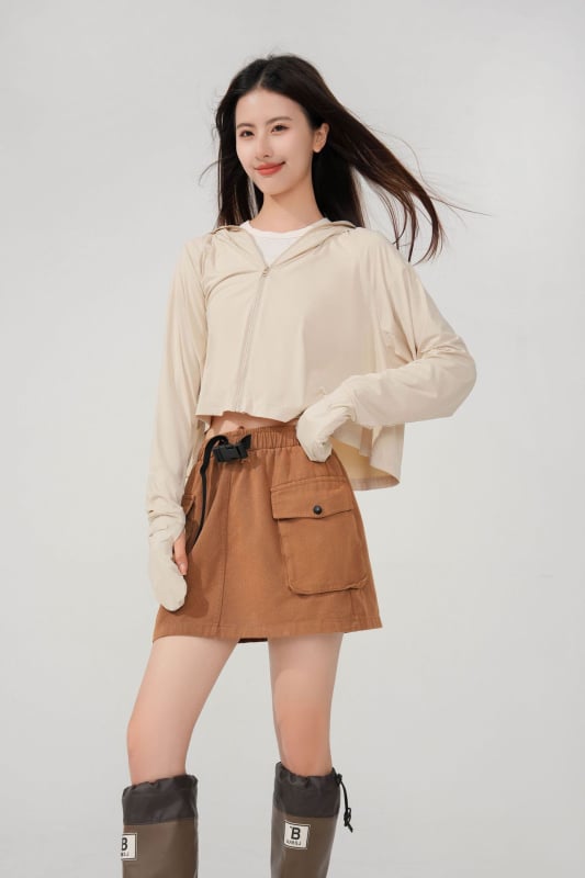 Εξωτερικό μπουφάν UV προστασίας UPF50+ (ταχύ-στεγνώσιμο, διαπνέον ύφασμα, κουκούλα, μείγμα συνθετικών ινών)