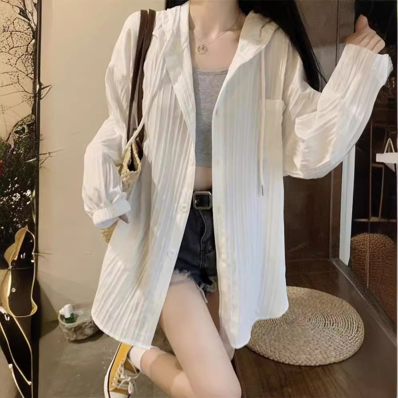 Дамско качулесто яке със слънцезащита, свободна кройка, средна дължина, полиестер, дълги ръкави, UPF30+