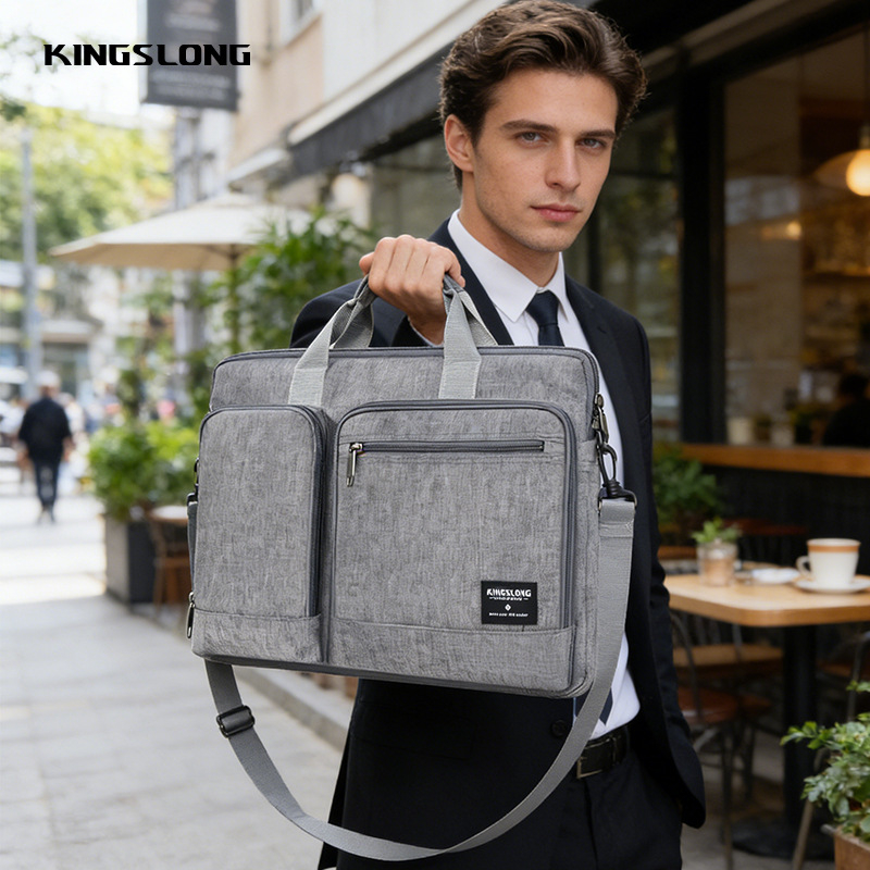 KINGSLONG Geantă pentru laptop, cu mâner, impermeabilă și antișoc, material Oxford, unisex, stil urban minimalist