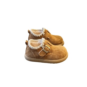 Ghete de iarnă pentru copii din velur, talpă moale, impermeabile și antiderapante, înălțime joasă, unisex, vârste 4–16 ani, Iarna 2025