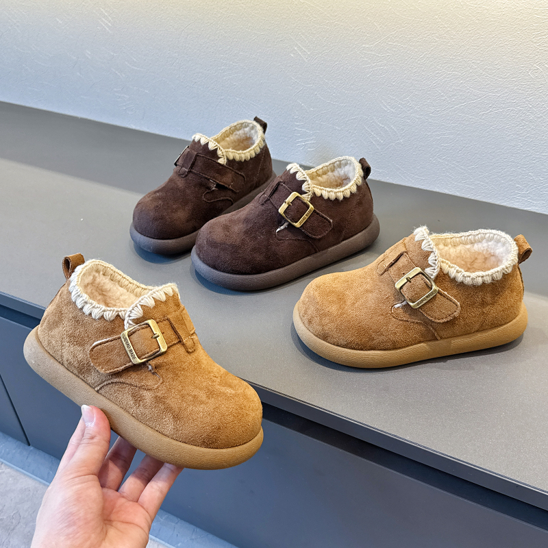 Ghete de iarnă pentru copii din velur, talpă moale, impermeabile și antiderapante, înălțime joasă, unisex, vârste 4–16 ani, Iarna 2025