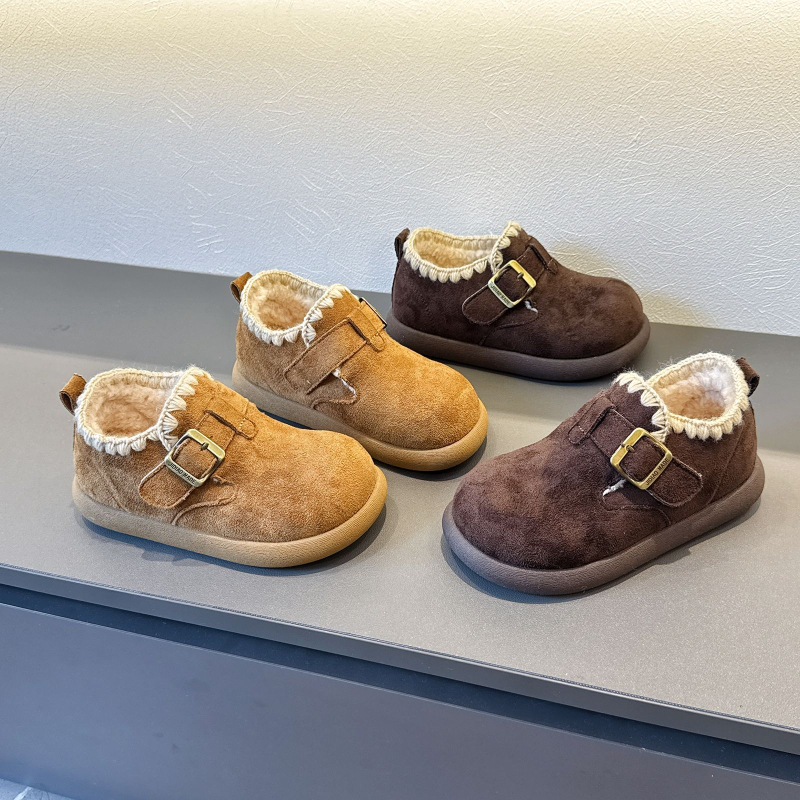 Ghete de iarnă pentru copii din velur, talpă moale, impermeabile și antiderapante, înălțime joasă, unisex, vârste 4–16 ani, Iarna 2025