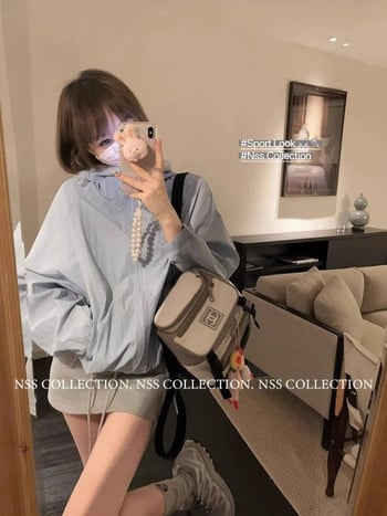 Дамска лека куртка с качулка, UV защита UPF50+, свободен силует, цип, полиестер