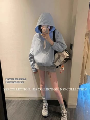 Дамска лека куртка с качулка, UV защита UPF50+, свободен силует, цип, полиестер