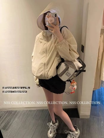 Дамска лека куртка с качулка, UV защита UPF50+, свободен силует, цип, полиестер