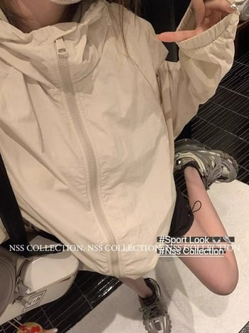 Дамска лека куртка с качулка, UV защита UPF50+, свободен силует, цип, полиестер