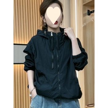 Kapuljačasta jakna od akrilne tkanine, dugi rukavi, srednje debljine, gradski stil, ljeto 2023 izdanje
