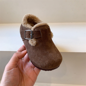 Dječje cipele u korejskom stilu Birkenstock, zimski model 2025, fleece obloga, Velcro zatvaranje, gumeni potplat