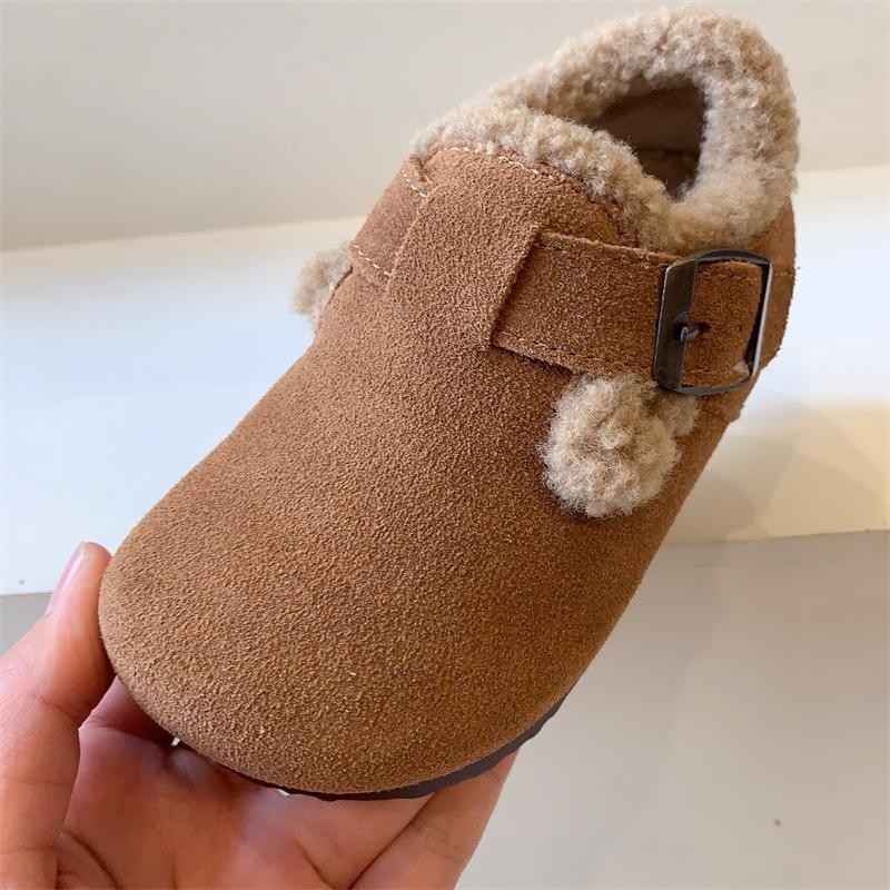 Dječje cipele u korejskom stilu Birkenstock, zimski model 2025, fleece obloga, Velcro zatvaranje, gumeni potplat
