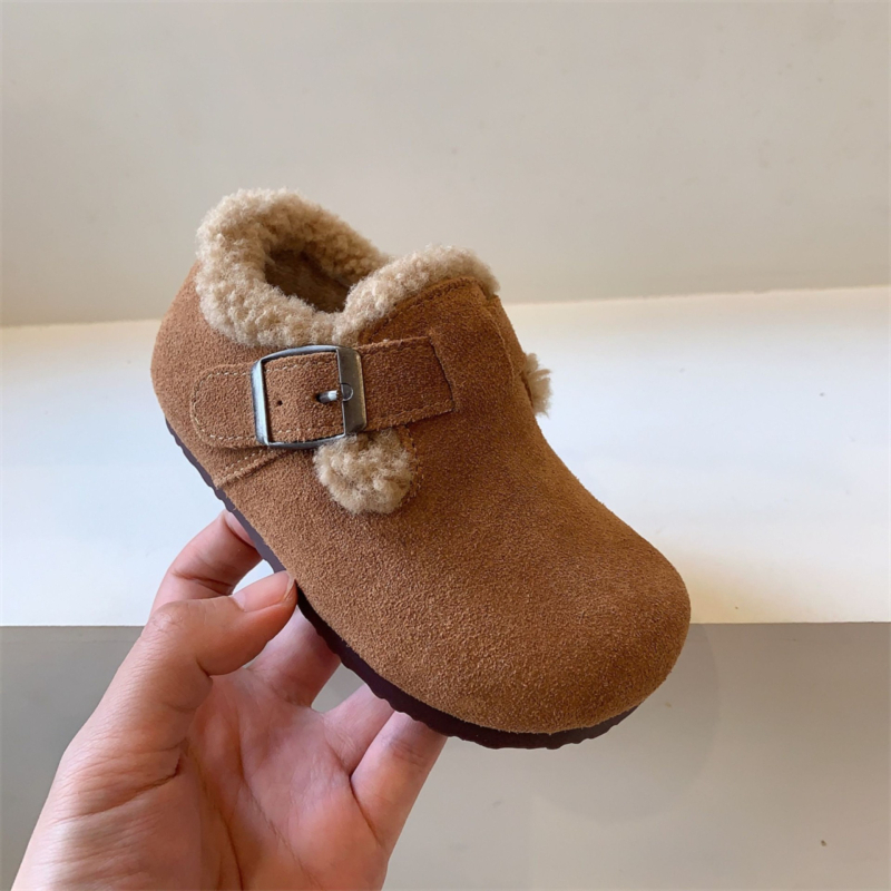 Dječje cipele u korejskom stilu Birkenstock, zimski model 2025, fleece obloga, Velcro zatvaranje, gumeni potplat