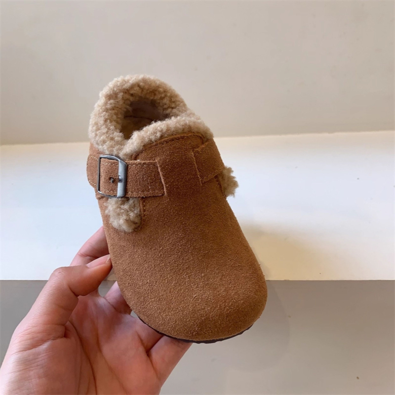 Dječje cipele u korejskom stilu Birkenstock, zimski model 2025, fleece obloga, Velcro zatvaranje, gumeni potplat