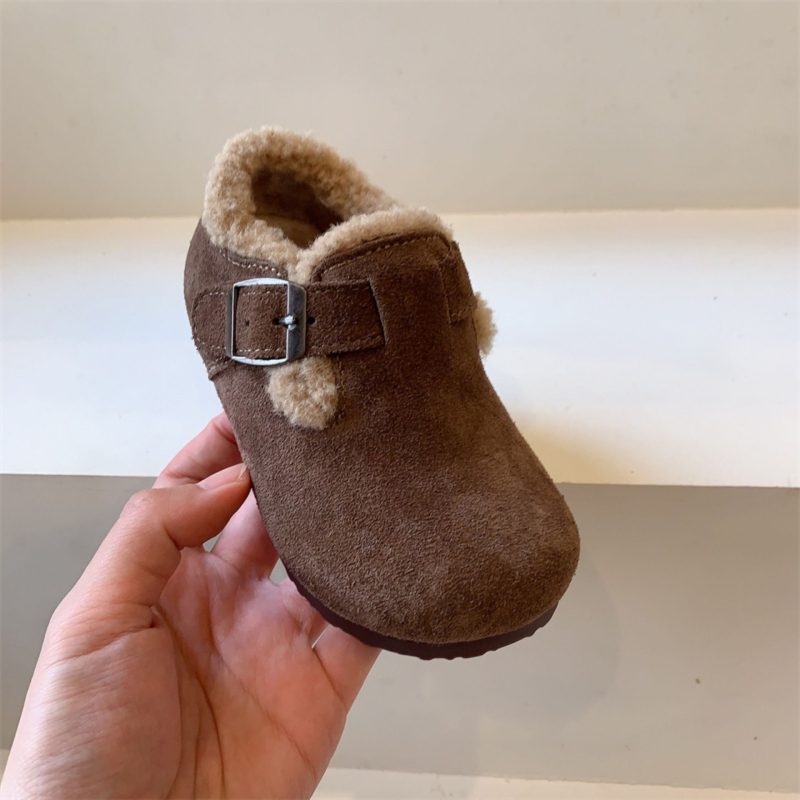Dječje cipele u korejskom stilu Birkenstock, zimski model 2025, fleece obloga, Velcro zatvaranje, gumeni potplat