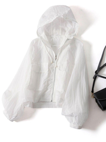 Слънцезащитно яке с качулка, 95% полиестер, UPF40+, цип отпред, дълги ръкави, тънко