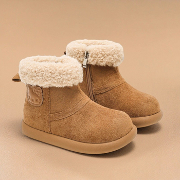 Ghete pentru copii de gleznă cu exterior din blană, unisex, iarnă, talpă din cauciuc impermeabil