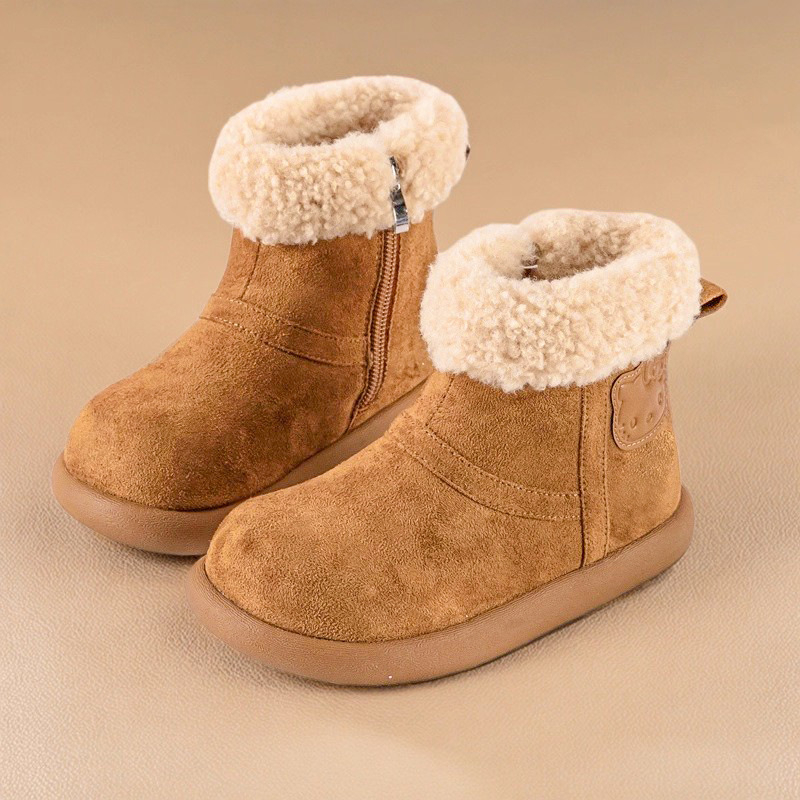 Ghete pentru copii de gleznă cu exterior din blană, unisex, iarnă, talpă din cauciuc impermeabil