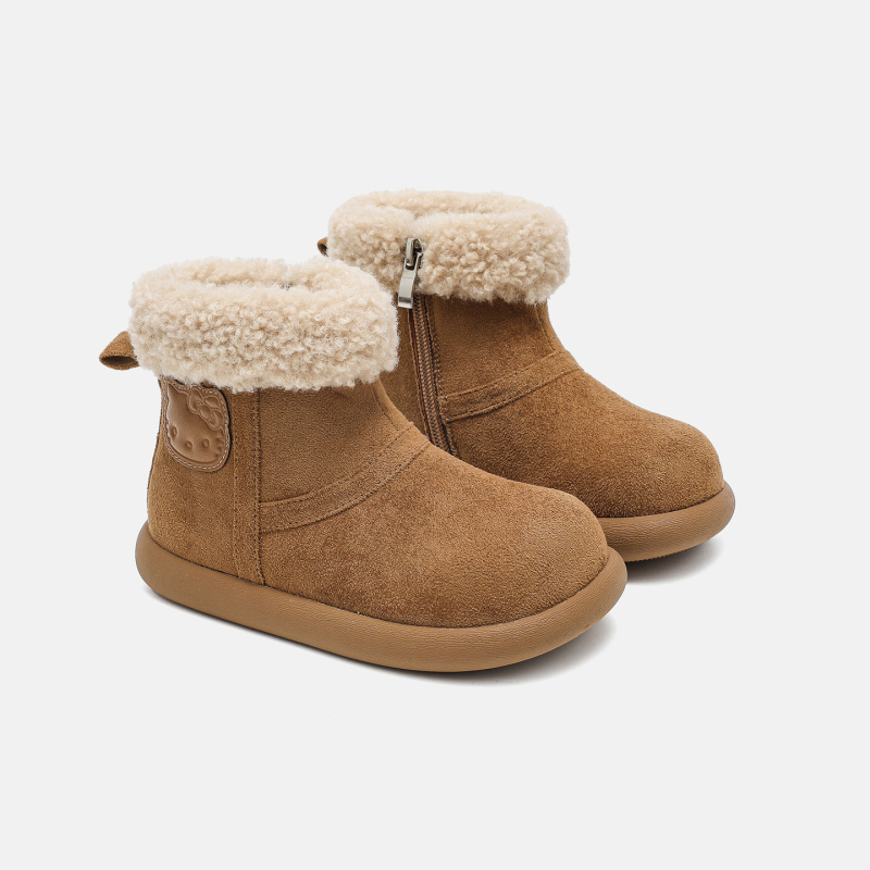 Ghete pentru copii de gleznă cu exterior din blană, unisex, iarnă, talpă din cauciuc impermeabil