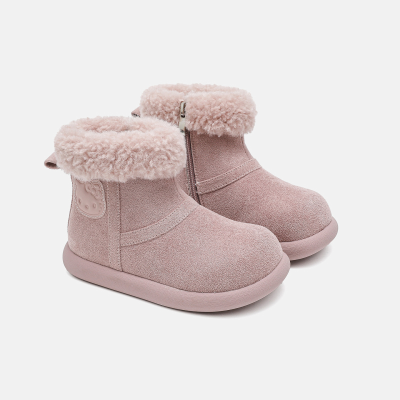 Ghete pentru copii de gleznă cu exterior din blană, unisex, iarnă, talpă din cauciuc impermeabil