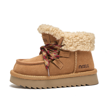 Dječje snježne čizme slip-on (podstava od ovčje vunom, gornji dio od kravljeg velura, gumeni đon, Zima 2025)
