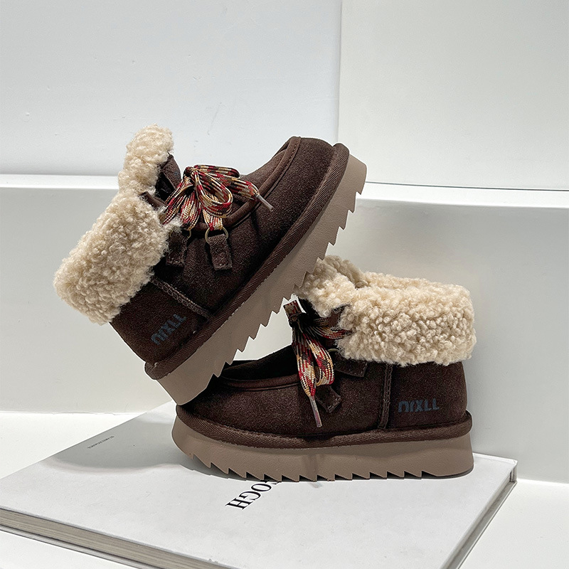 Dječje snježne čizme slip-on (podstava od ovčje vunom, gornji dio od kravljeg velura, gumeni đon, Zima 2025)