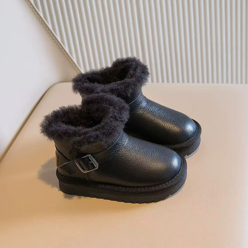 Dječje čizme za snijeg od prave kože – vodootporne gležnjače s debelom toplom pamukom podstavom, unisex