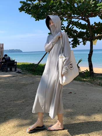 Женска дълга слънцезащитна риза с цип, дишащ нейлон/спандекс плат, UPF50+, удължен силует, дълги ръкави, летен кежуал стил