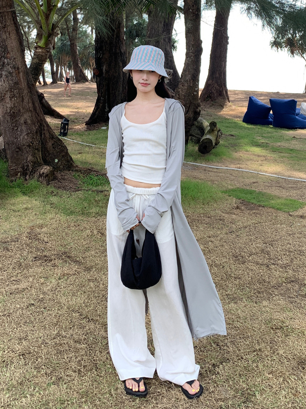 Женска дълга слънцезащитна риза с цип, дишащ нейлон/спандекс плат, UPF50+, удължен силует, дълги ръкави, летен кежуал стил