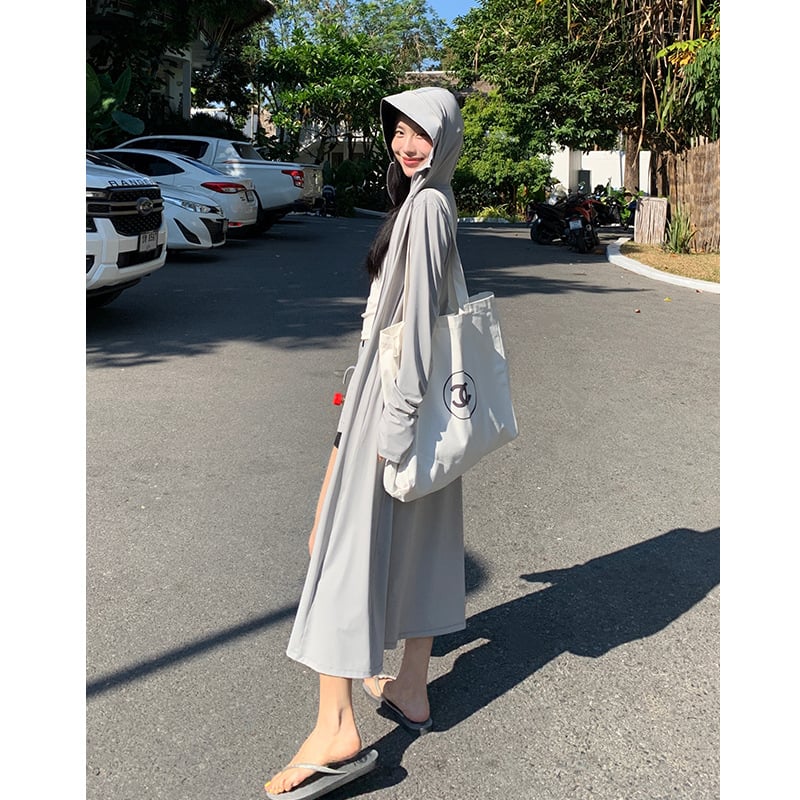 Женска дълга слънцезащитна риза с цип, дишащ нейлон/спандекс плат, UPF50+, удължен силует, дълги ръкави, летен кежуал стил