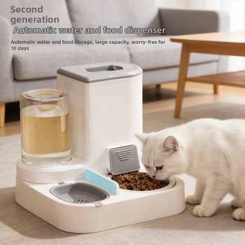 Всичко-в-едно автоматично устройство за хранене и пиене на котки, ПП материал, пълен комплект