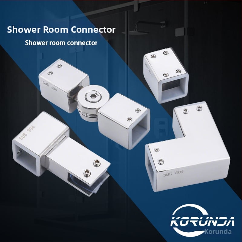 Kerunda Ανοξείδωτο ατσάλι 304 Διπλού διαδρομής συνδετήρας για γυάλινο στηρίγμα ντους, μοντέρνο μινιμαλιστικό στυλ, κωδικός προϊόντος 1