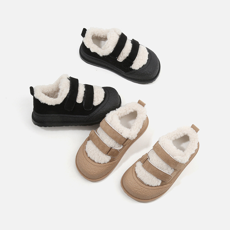 Dječje zimske cipele s flisom, korejski stil, unisex, zatvoren vrh, pahuljasti dizajn