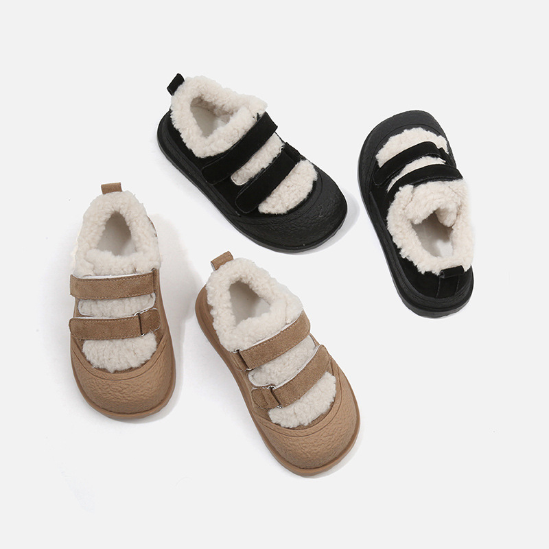 Dječje zimske cipele s flisom, korejski stil, unisex, zatvoren vrh, pahuljasti dizajn