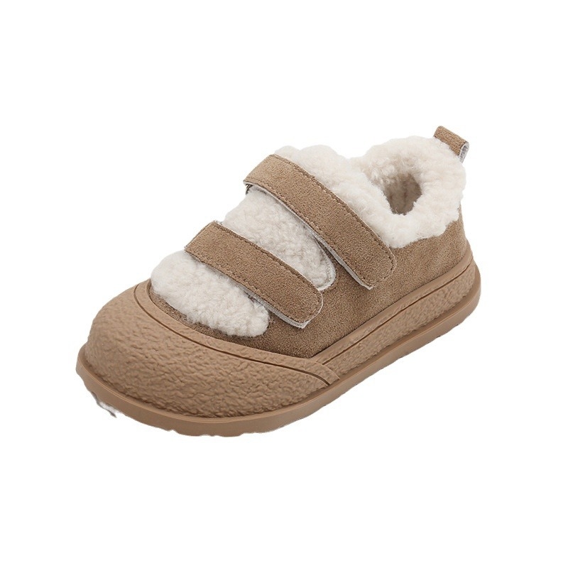 Dječje zimske cipele s flisom, korejski stil, unisex, zatvoren vrh, pahuljasti dizajn