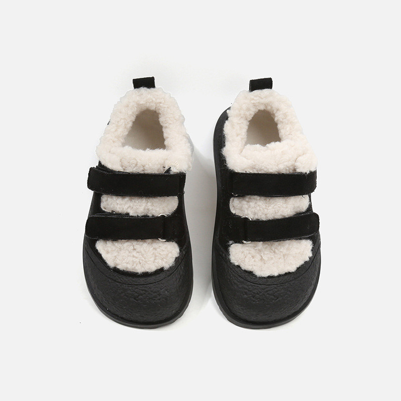Dječje zimske cipele s flisom, korejski stil, unisex, zatvoren vrh, pahuljasti dizajn