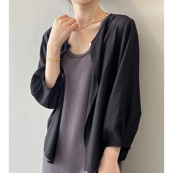 Полиестерен кардиган жакет, 3/4 ръкави, кръгло деколте, 70–80% полиестер, едно изделие, пролет-лято 2025