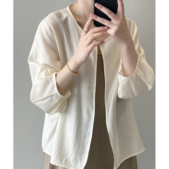 Полиестерен кардиган жакет, 3/4 ръкави, кръгло деколте, 70–80% полиестер, едно изделие, пролет-лято 2025