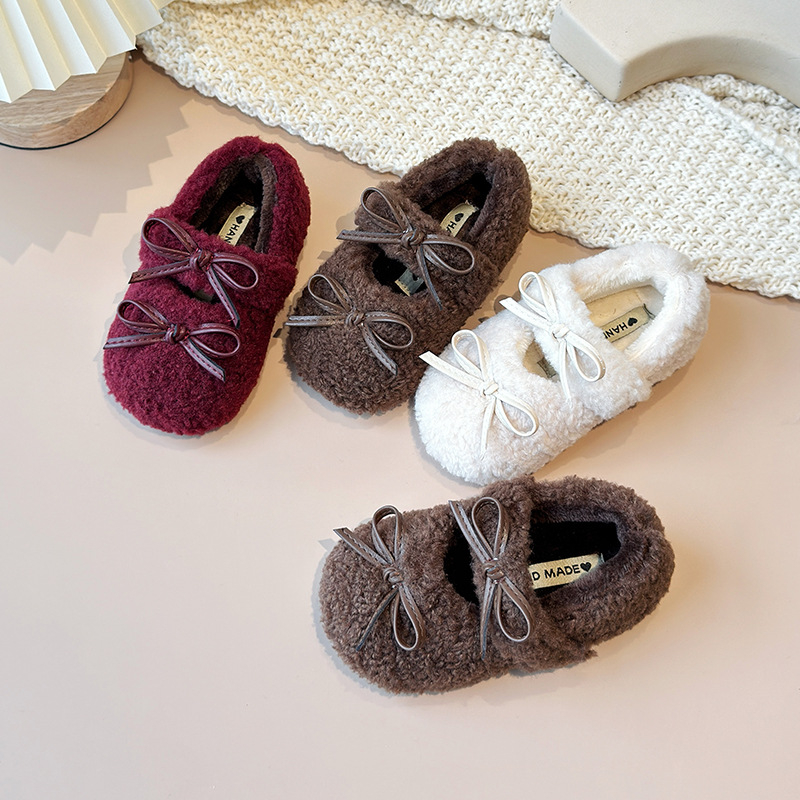 Zimske cipele za djevojčice, pamuk gornji dio, gumeni potplat, debela unutarnja obloga, Velcro kopčanje, casual stil, za uzrast 1–12 godina, jesen 2024