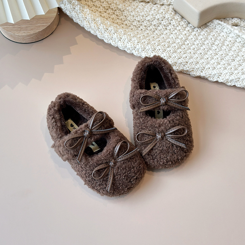 Zimske cipele za djevojčice, pamuk gornji dio, gumeni potplat, debela unutarnja obloga, Velcro kopčanje, casual stil, za uzrast 1–12 godina, jesen 2024