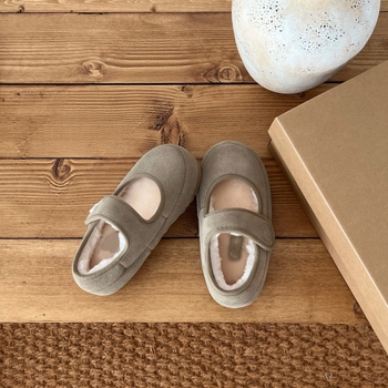 Unisex gležnjače s krznom i kožom, korejskog stila, zatvaranje na Velcro kopču, za djecu 4–16 godina