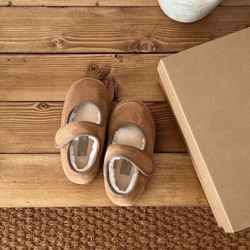 Unisex gležnjače s krznom i kožom, korejskog stila, zatvaranje na Velcro kopču, za djecu 4–16 godina